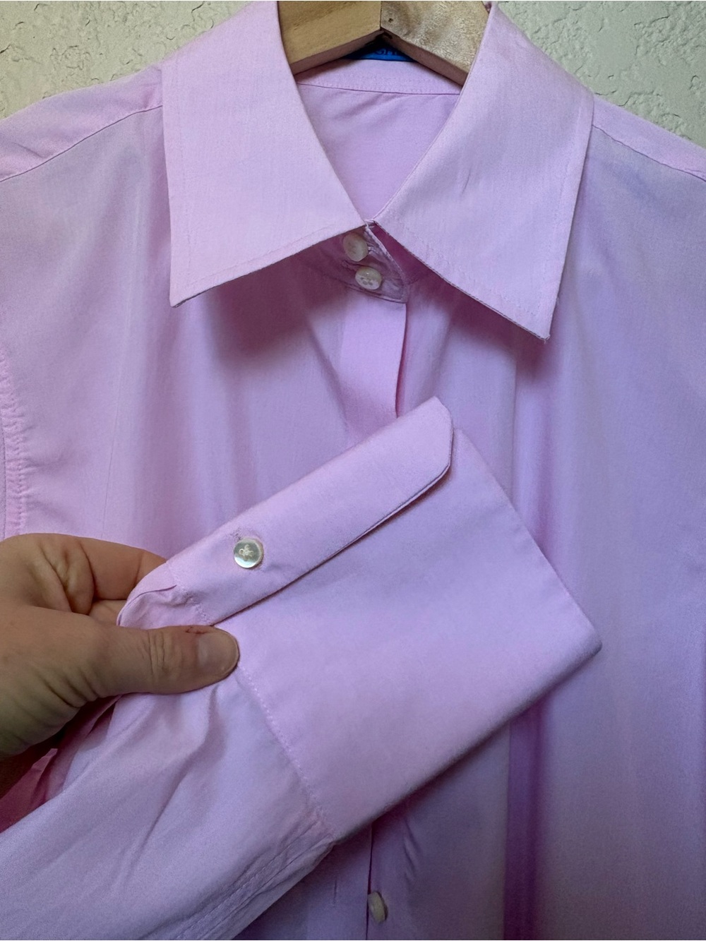 J. McLaughlin Sloane Shirt Light Pink 100% Cotton Button Down Wide Cuffs - Picture 5 of 8